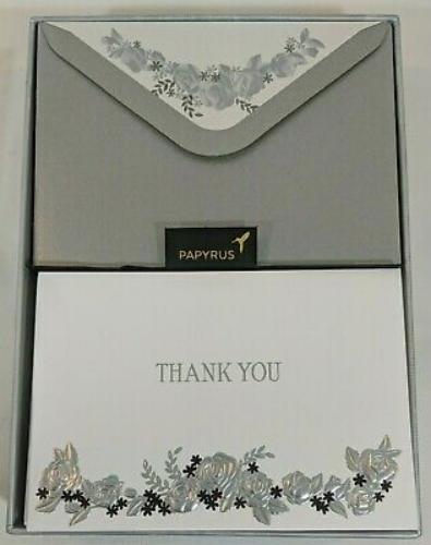 Note Cards Thank You Silver 10pk