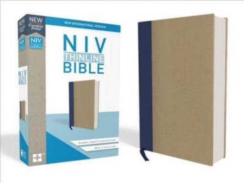 Niv, Thinline Bible, Cloth Over Board, Blue/Tan, Red Letter